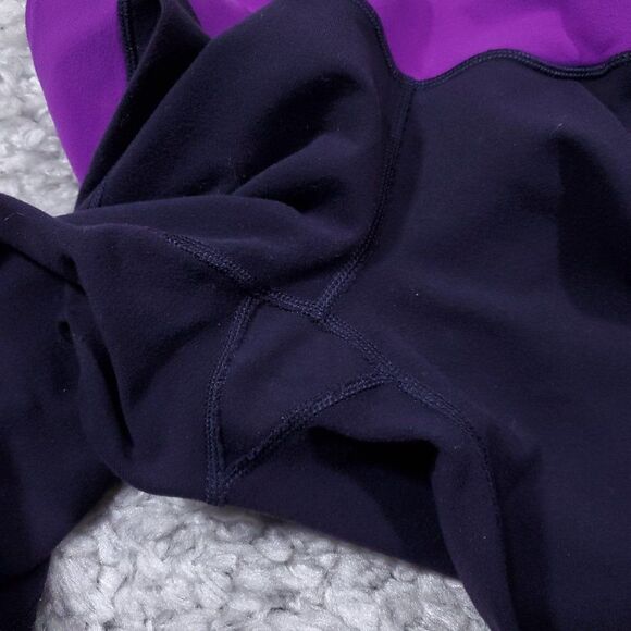 READ Lululemon Gather & Crow Crop Split Hem Black Purple Herringbone Leggings 4 - Picture 7 of 10
